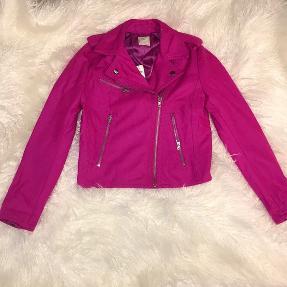 gap hot pink moto jacket